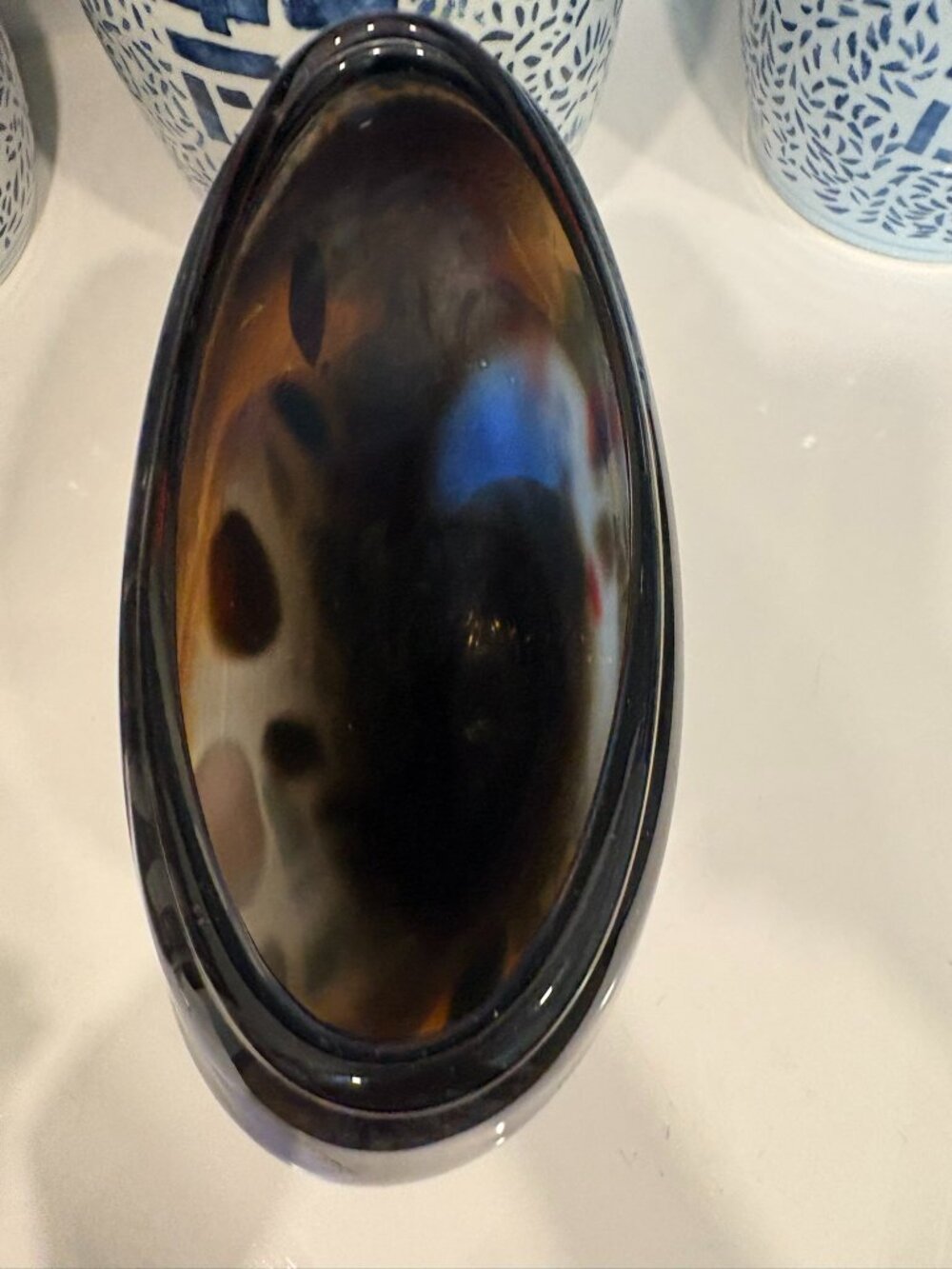 Murano Style Handblown Murrine Art Glass Vase Amber Blue 12” - Picture 8 of 10